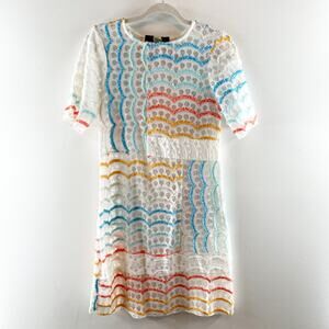 Anthropologie Eva Franco Short Sleeve Embroidered Mini Dress White 6
